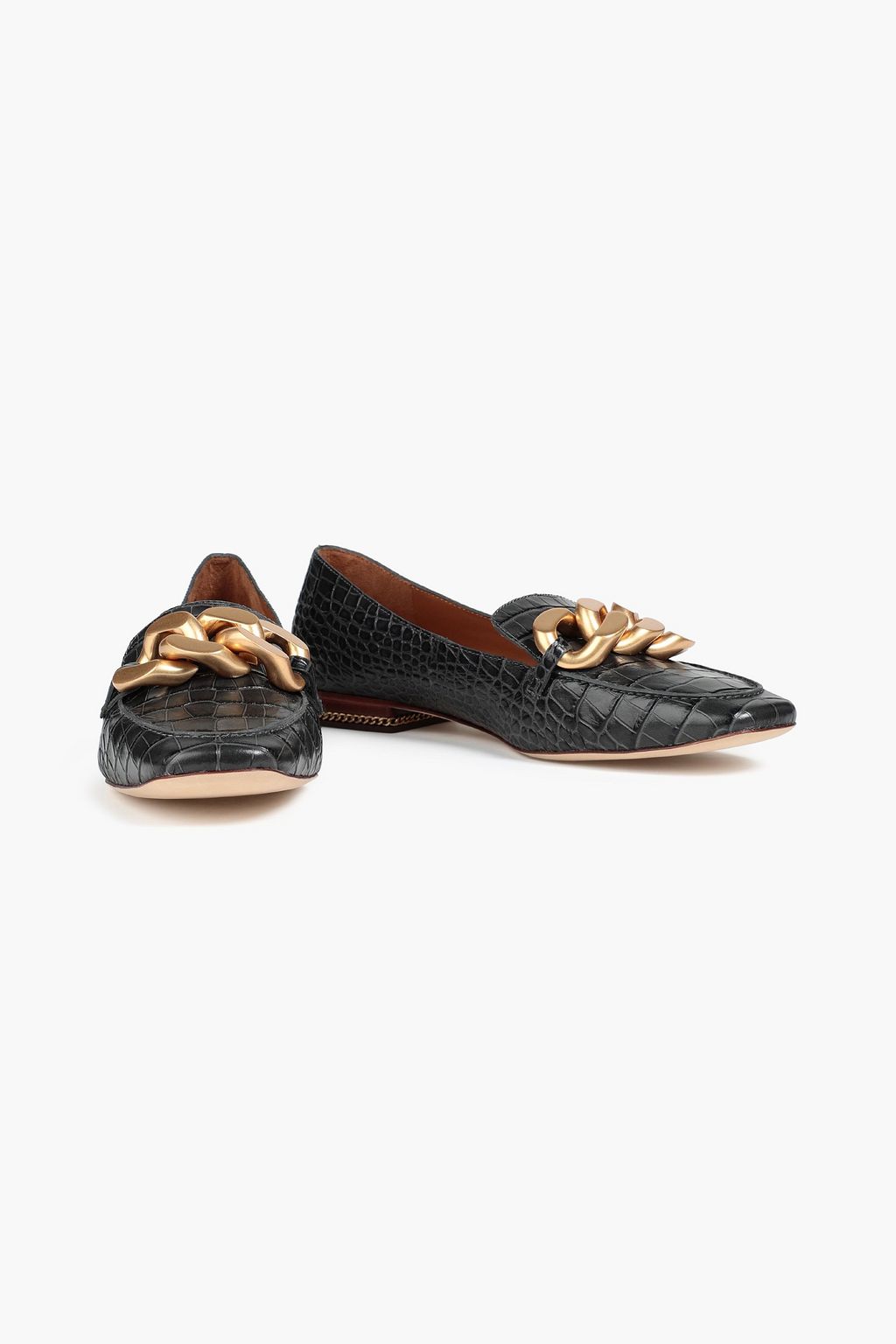 TORY BURCH Ruby embellished croc-effect leather loafers | THE OUTNET