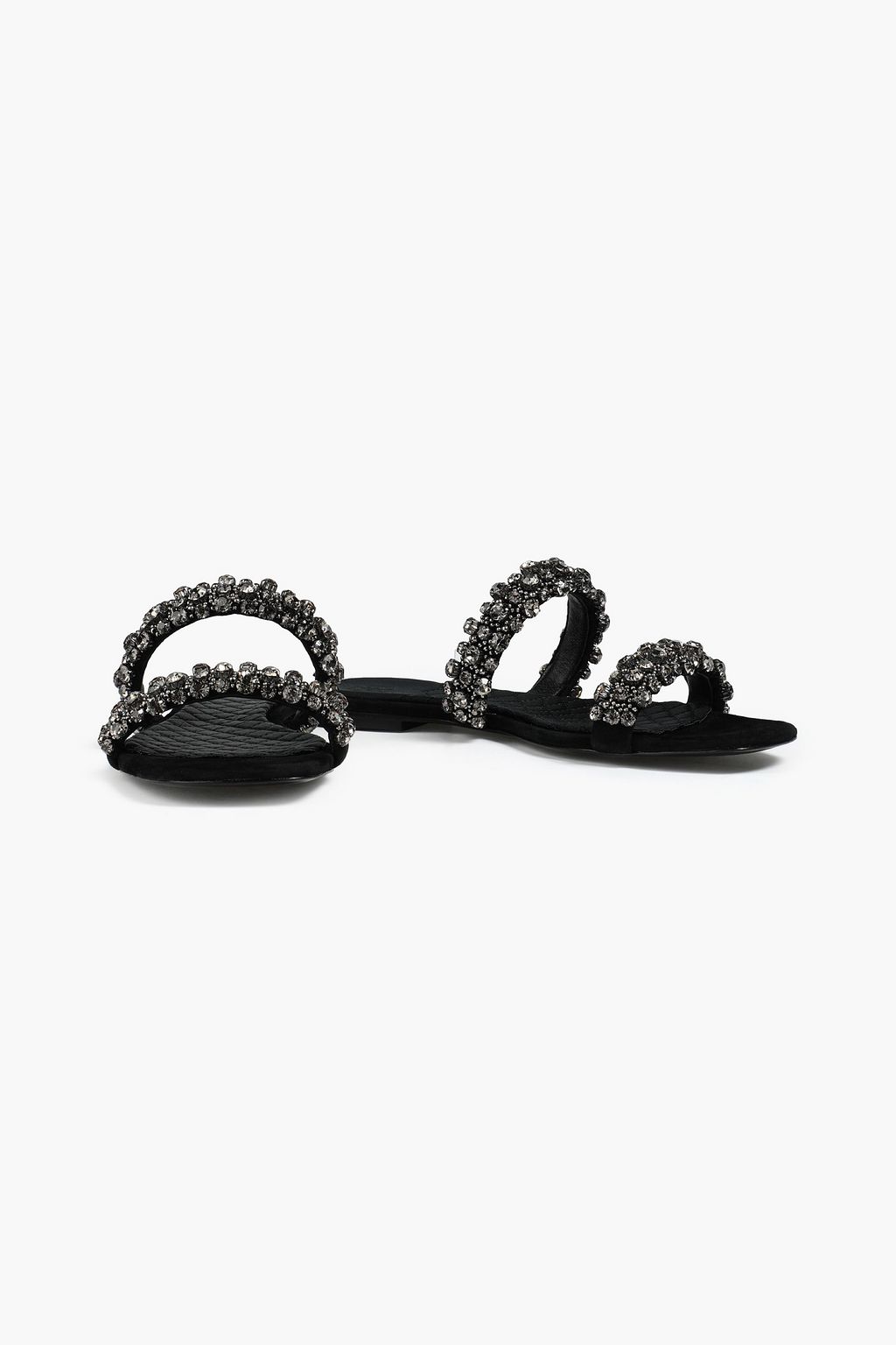 TORY BURCH Crystal-embellished suede sandals