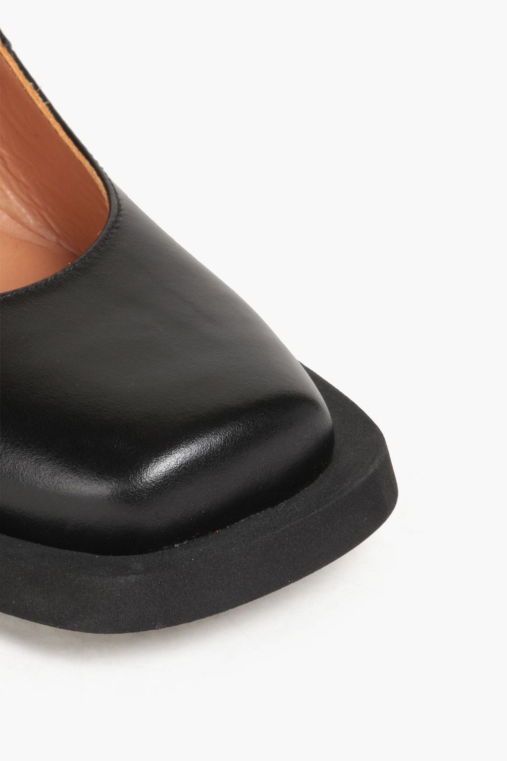 GANNI Crystal-embellished leather Mary Jane pumps