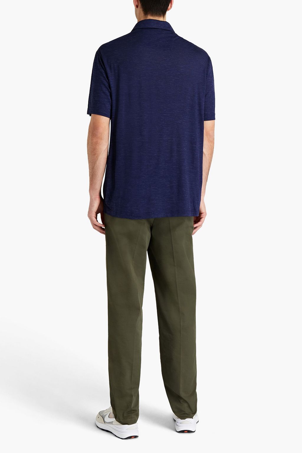 Z ZEGNA Wool and linen-blend slub jersey polo shirt