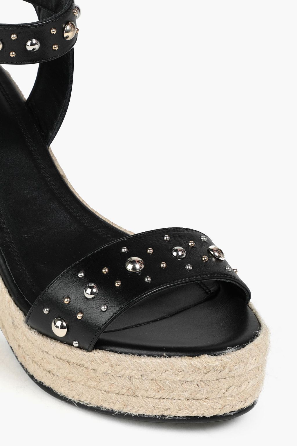 MAJE Studded leather espadrille wedge sandals