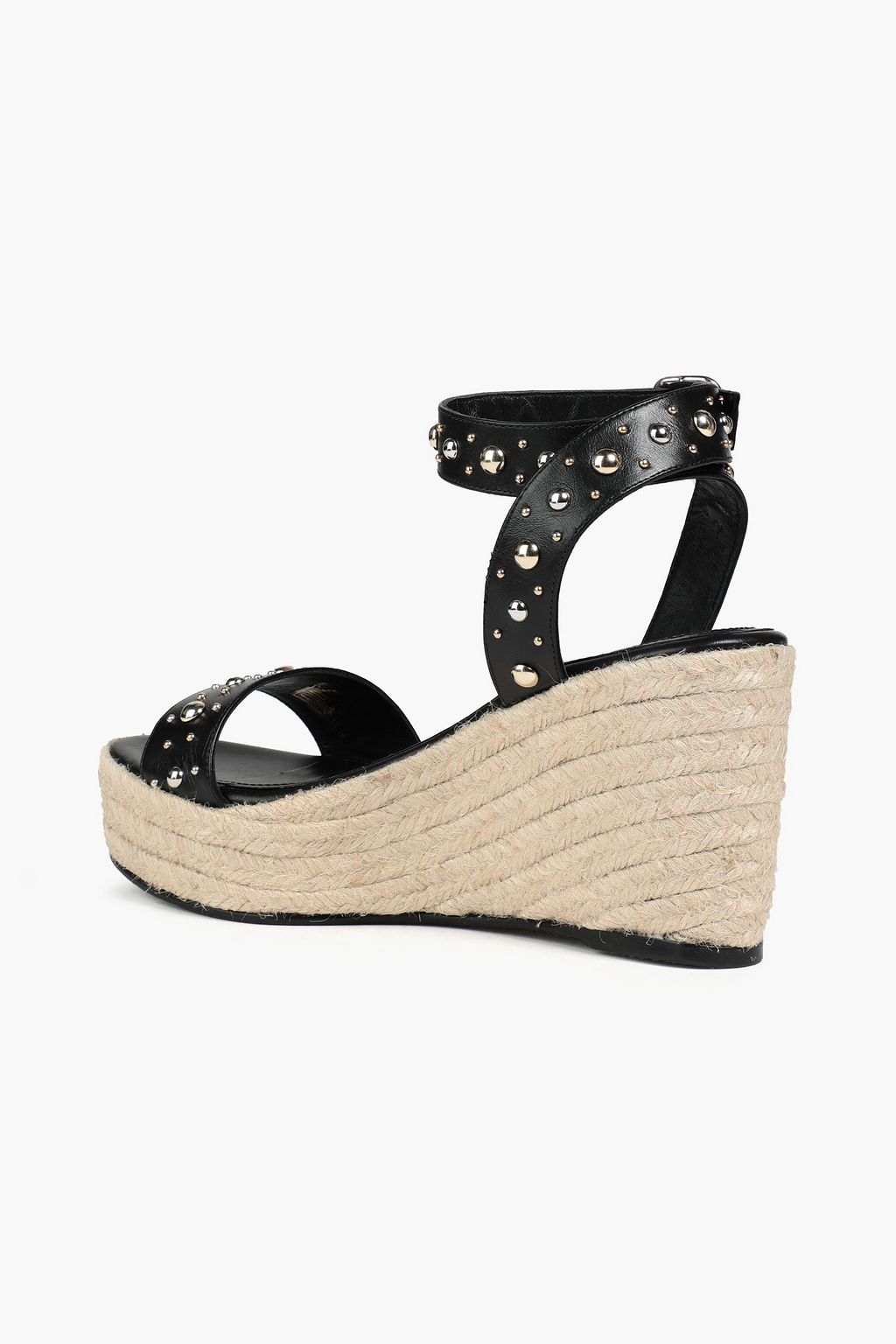 MAJE Studded leather espadrille wedge sandals
