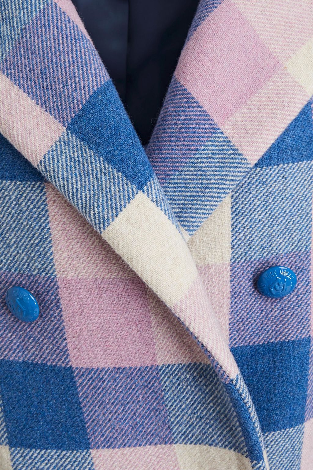 LOVE MOSCHINO Double-breasted checked wool-blend twill coat