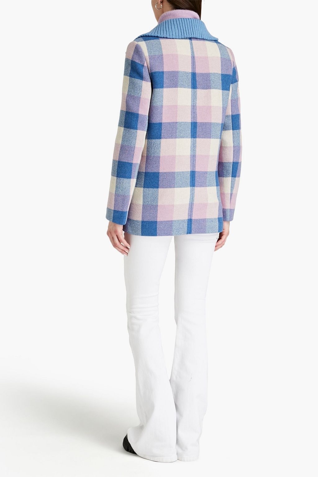 LOVE MOSCHINO Double-breasted checked wool-blend twill coat