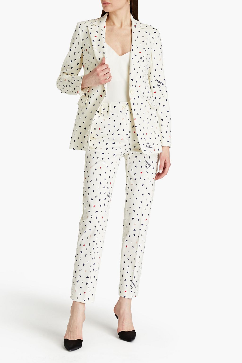 LOVE MOSCHINO Printed cotton-blend slim-leg pants