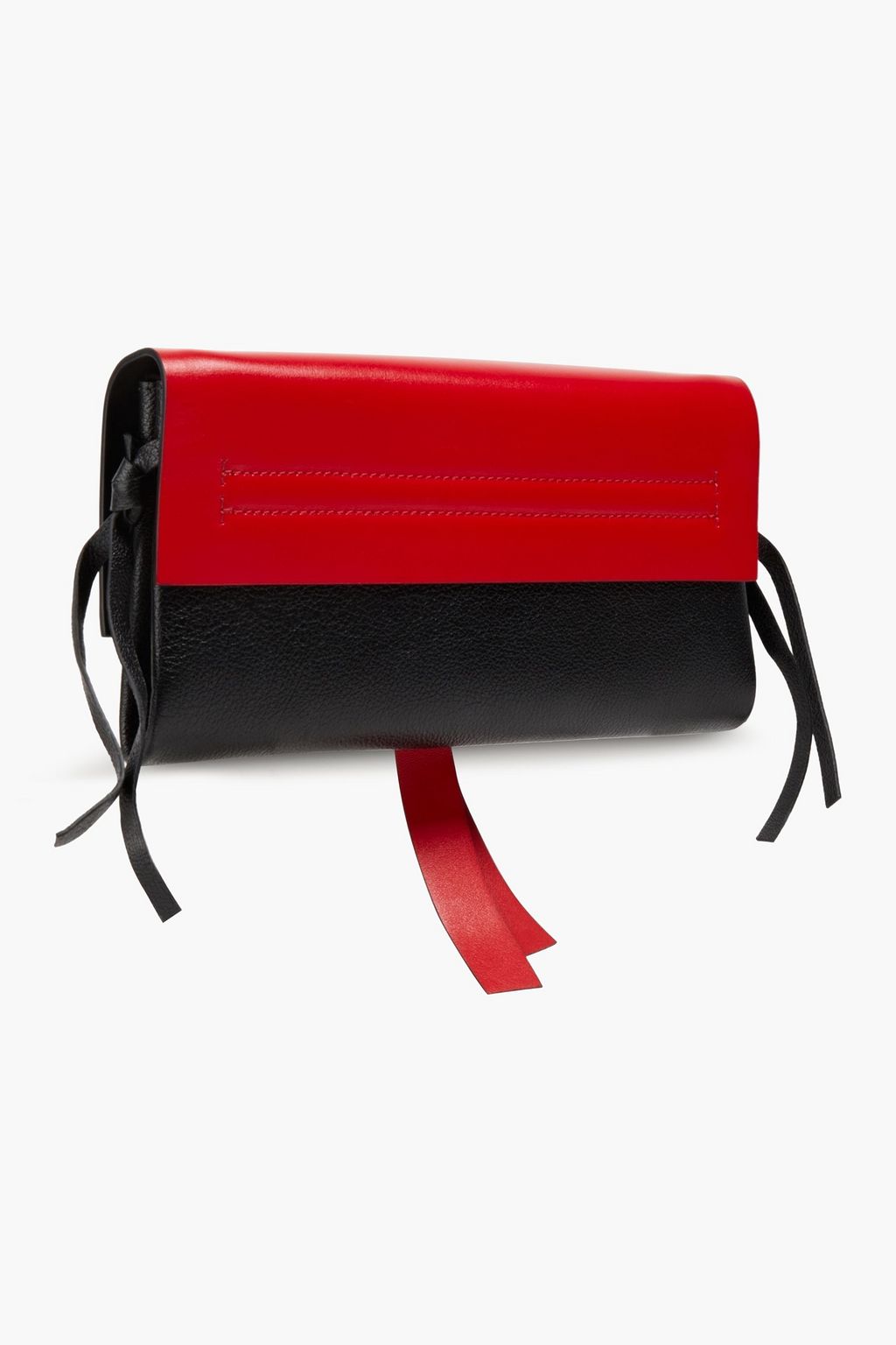 VALENTINO GARAVANI Zweifarbige Schultertasche aus strukturiertem Leder und Glattleder