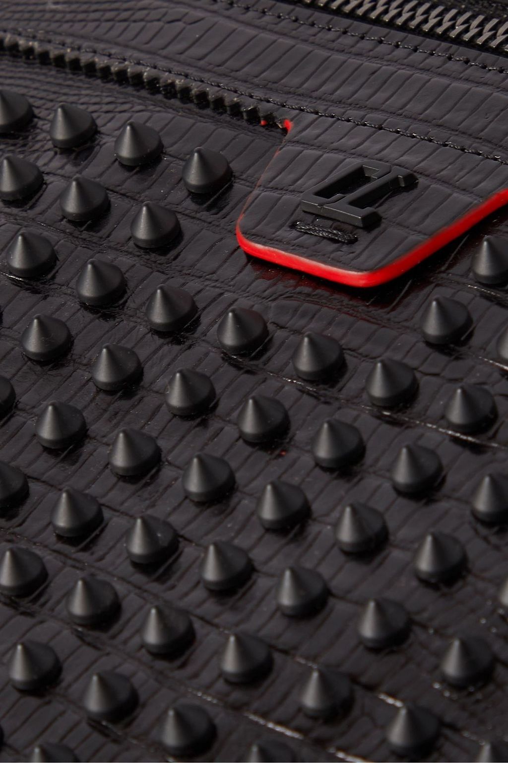 CHRISTIAN LOUBOUTIN City Spiked croc-effect leather pouch