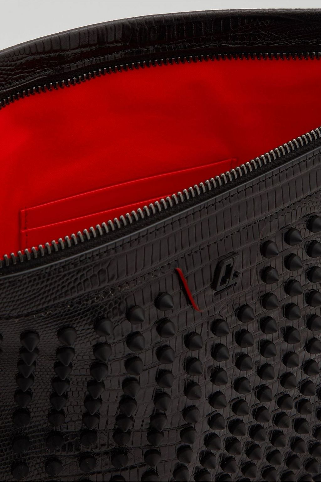 CHRISTIAN LOUBOUTIN City Spiked croc-effect leather pouch