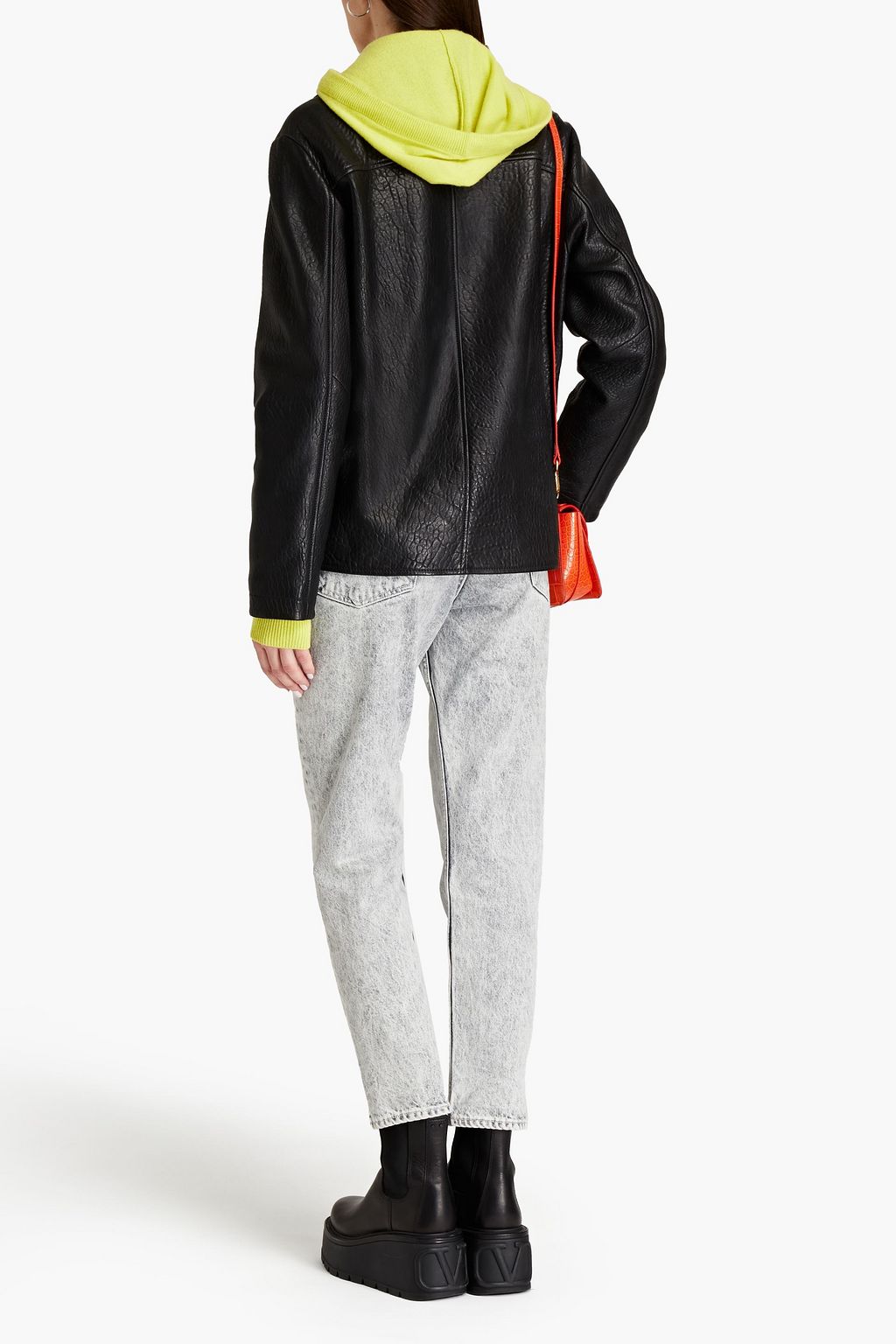 LOVE MOSCHINO Textured-leather biker jacket