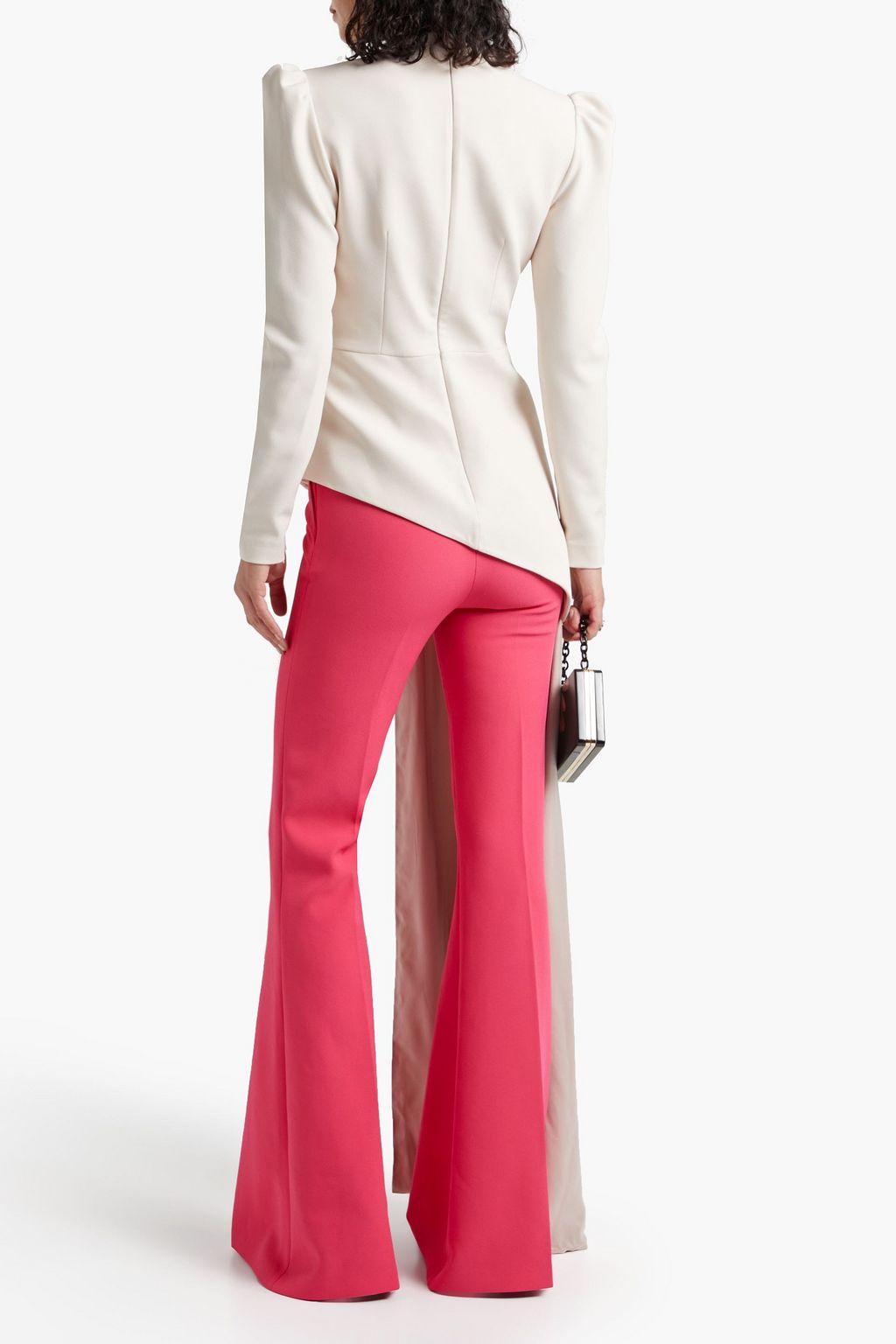 SAFIYAA Diadra wrap-effect satin-paneled stretch-crepe top