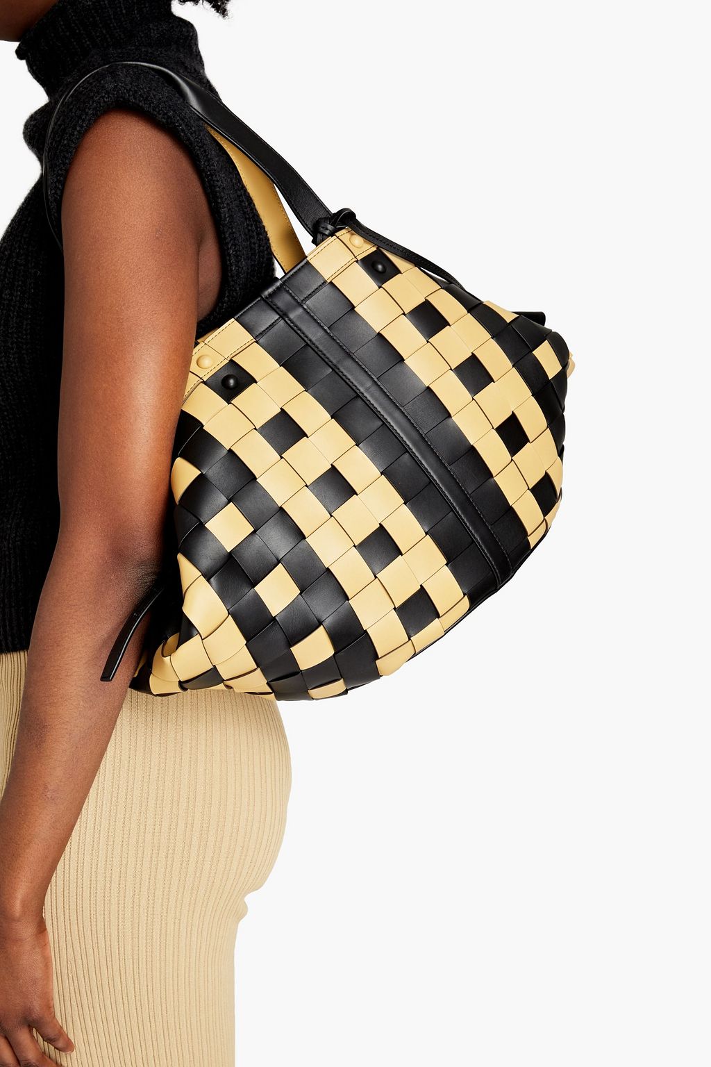 TORY BURCH Sete two-tone woven leather tote