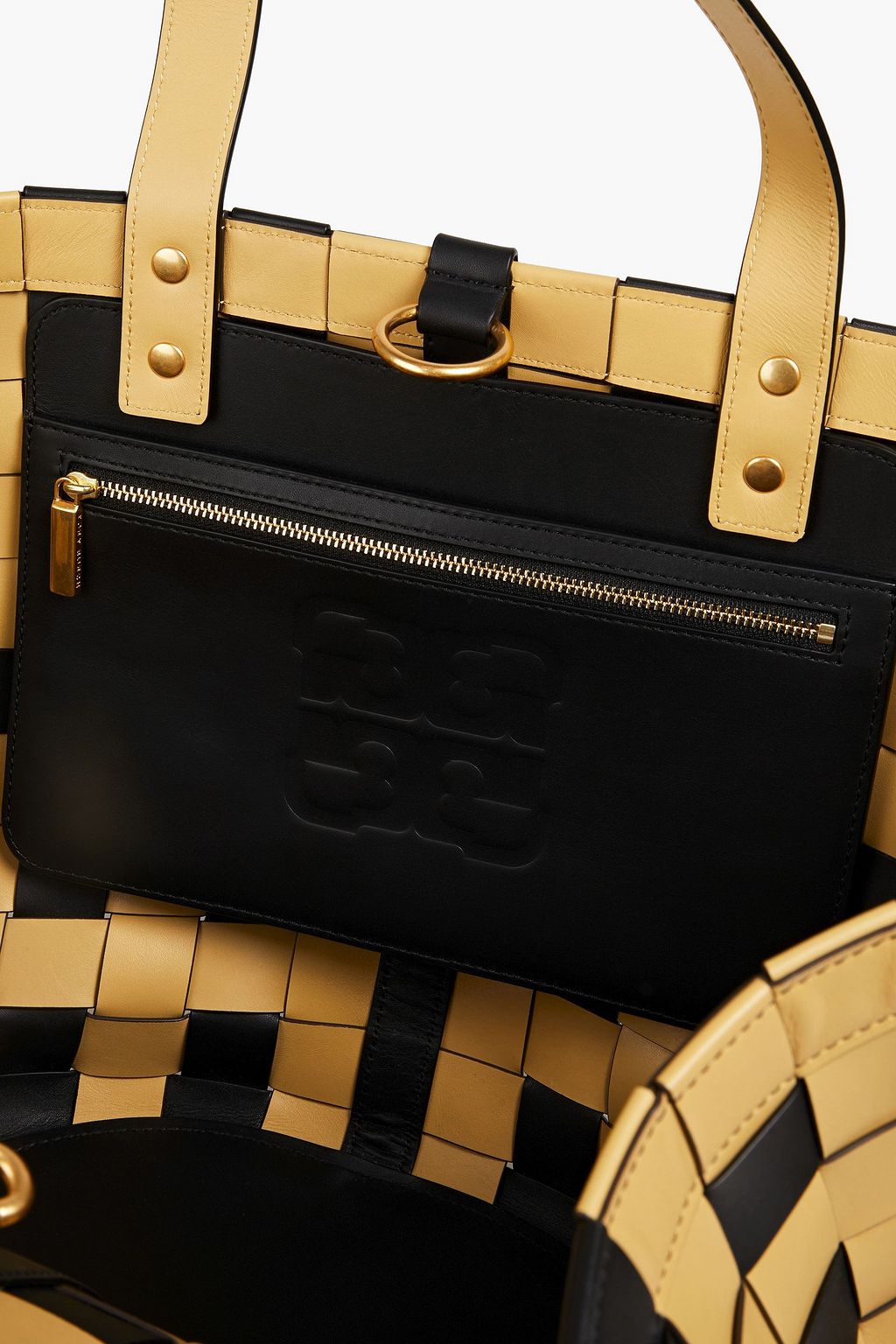 TORY BURCH Sete two-tone woven leather tote