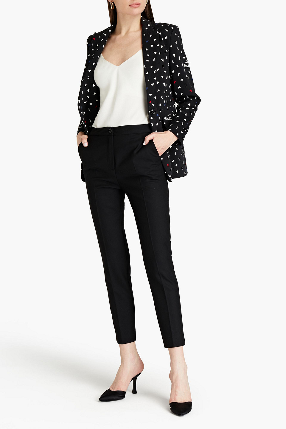 Love Moschino Twill Slim-leg Trousers In Black