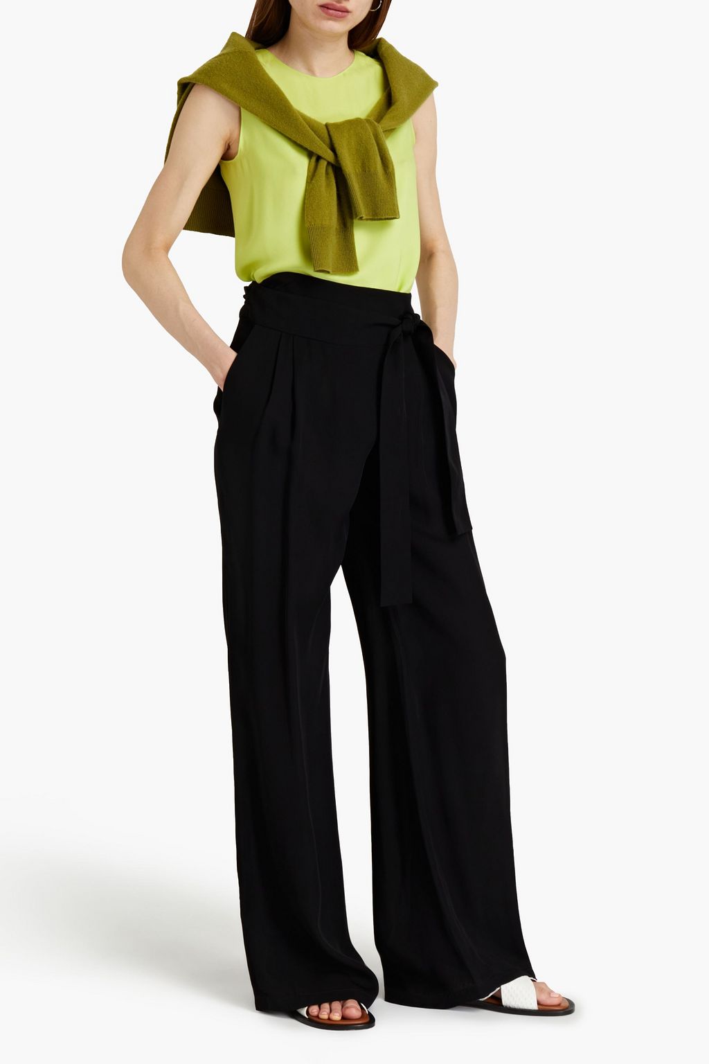 ASPESI Wrap-effect crepe wide-leg pants