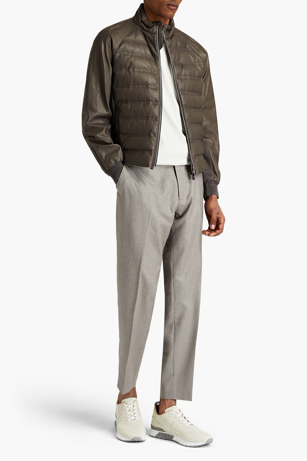 ZEGNA Quilted perforated leather jacket