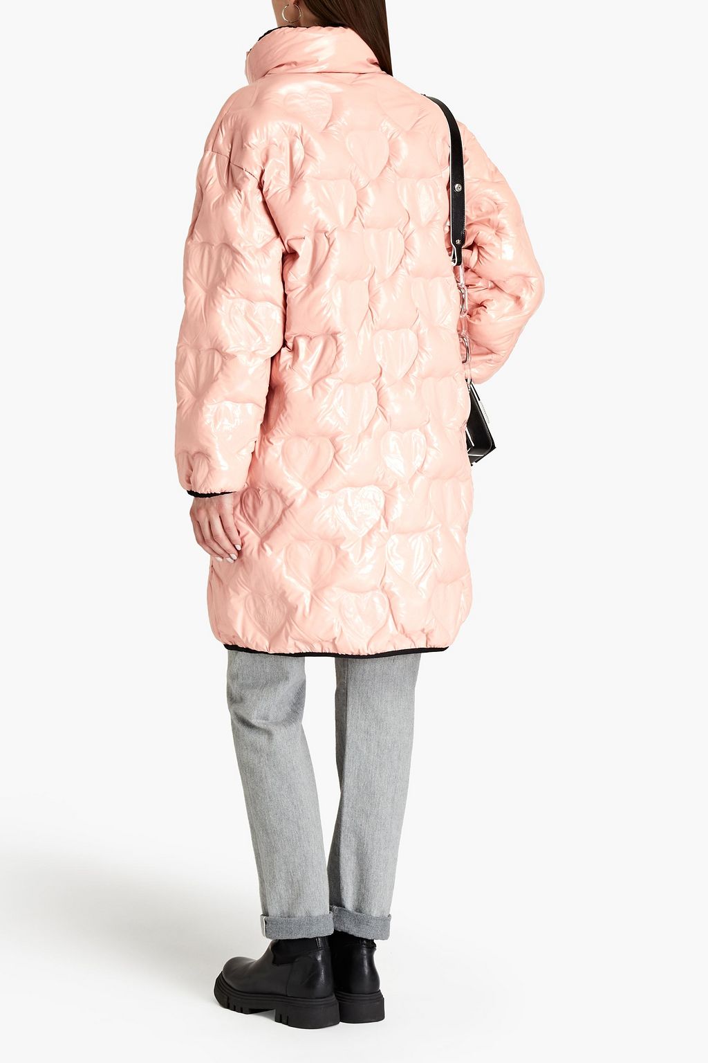 LOVE MOSCHINO Holographic quilted shell coat