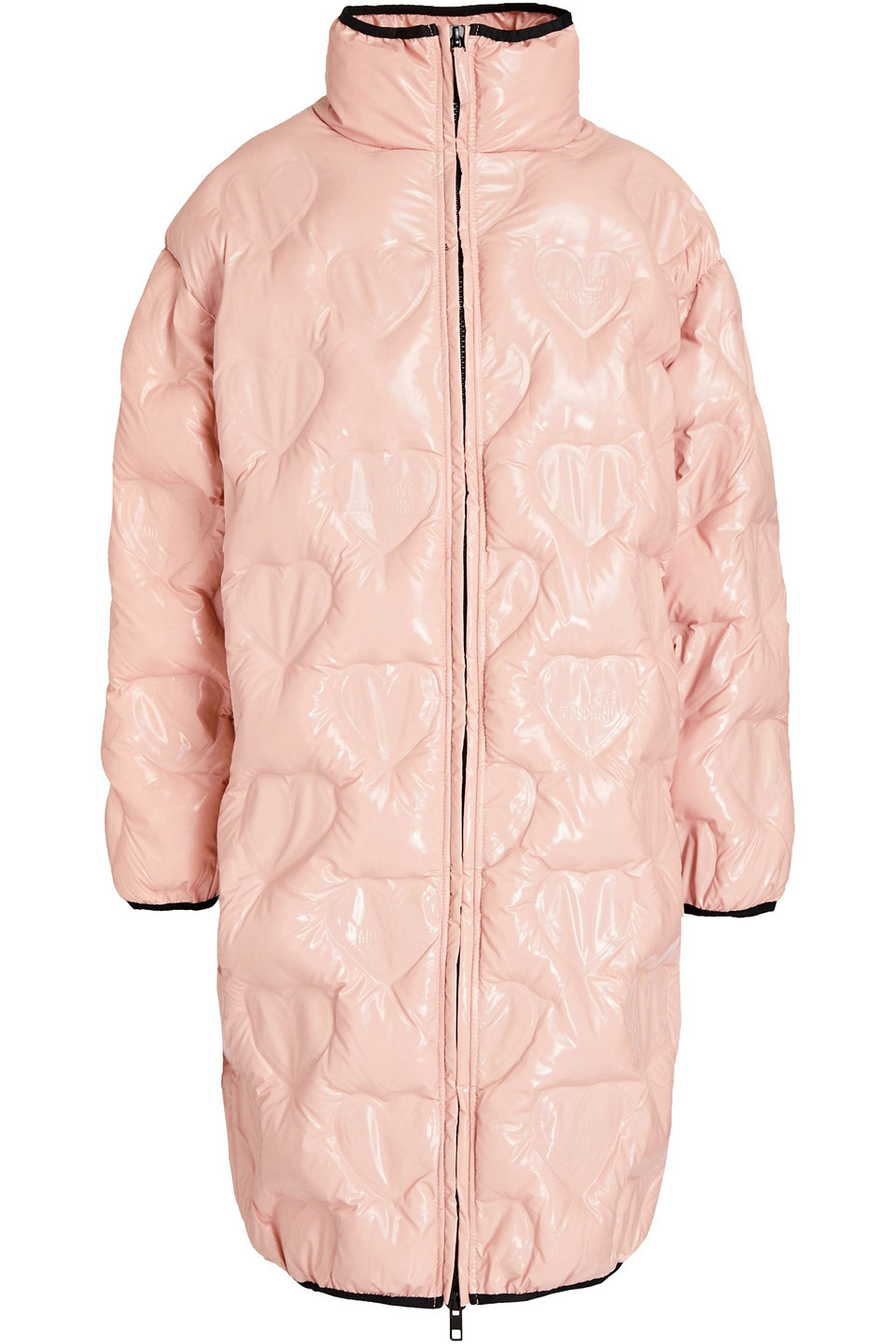 Love Moschino Quilted Glossed Shell Coat In Blush