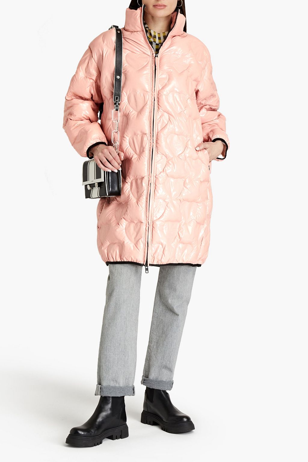 LOVE MOSCHINO Holographic quilted shell coat