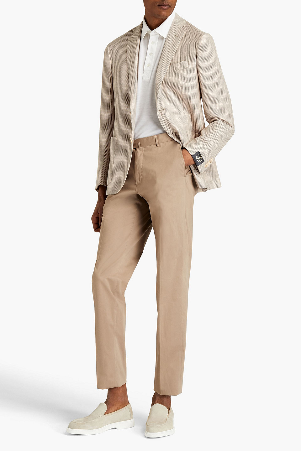 Ermenegildo Zegna Man Slim-fit Cotton-poplin Suit Trousers In Sand