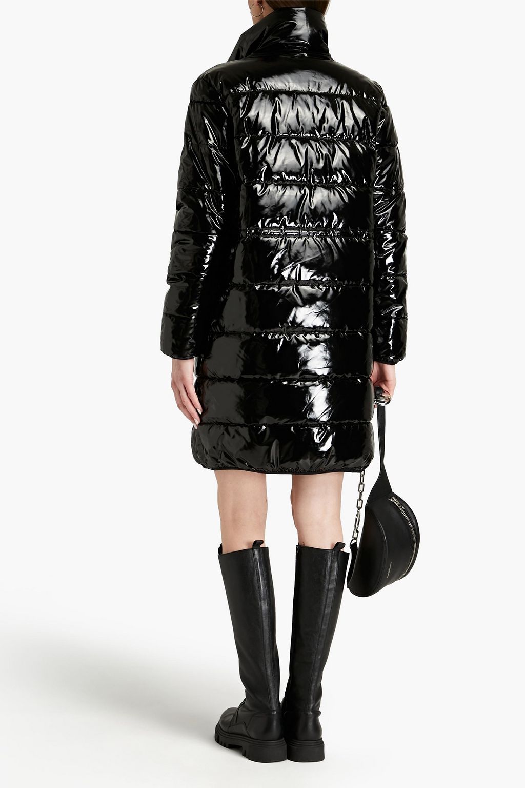 LOVE MOSCHINO Quilted glossed shell coat