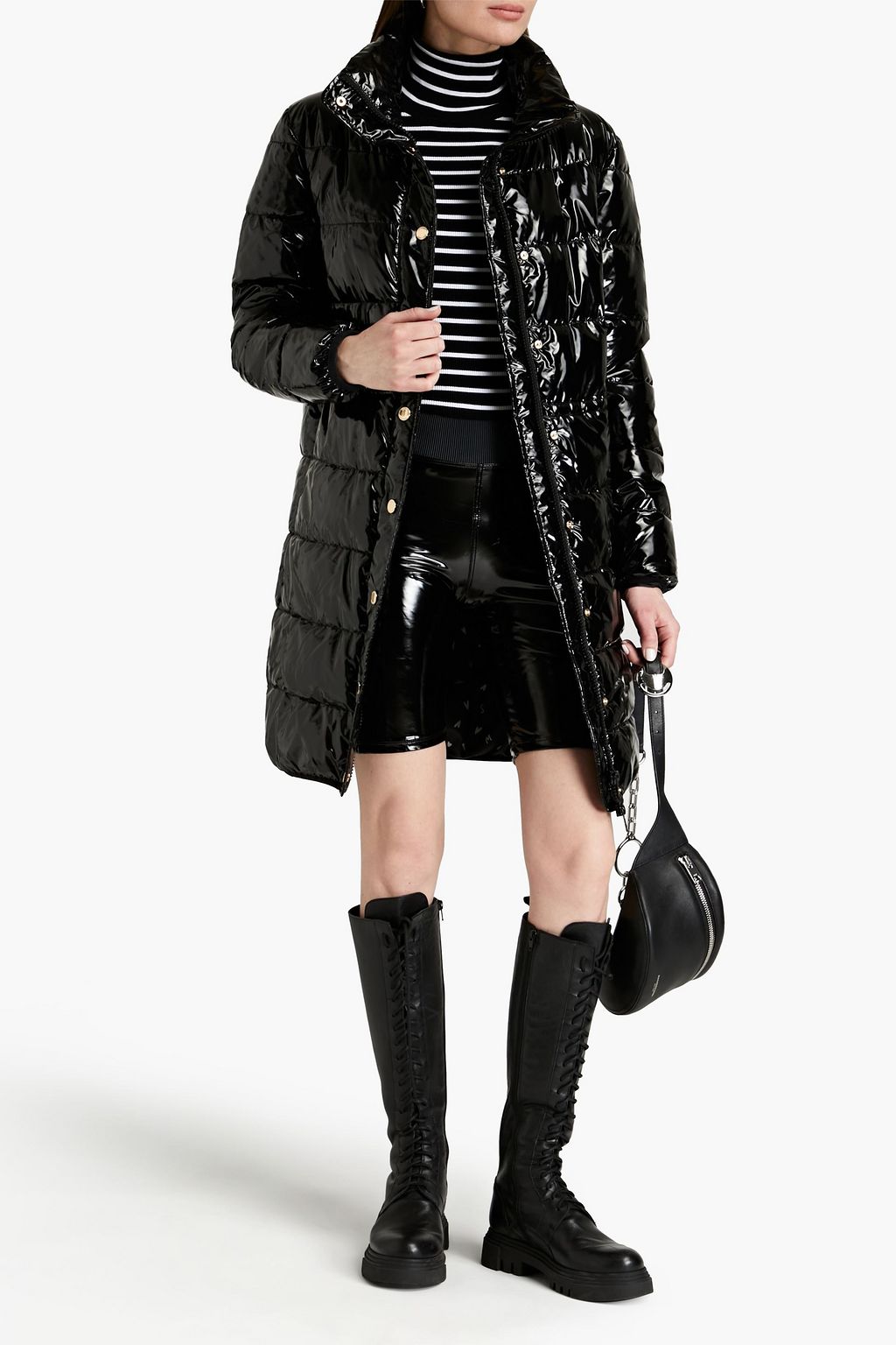 LOVE MOSCHINO Quilted glossed shell coat