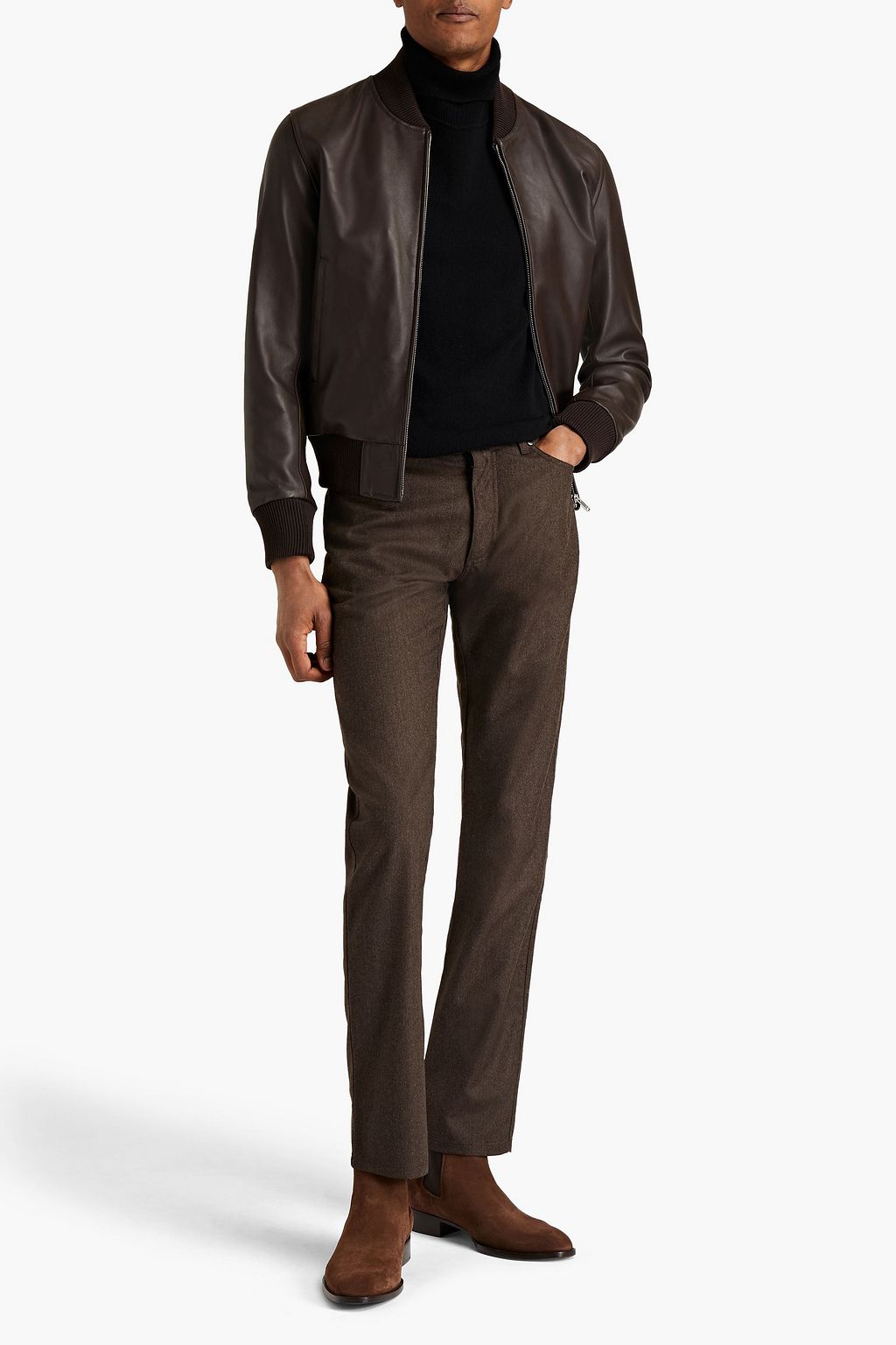 ZEGNA Slim-fit wool-blend flannel pants