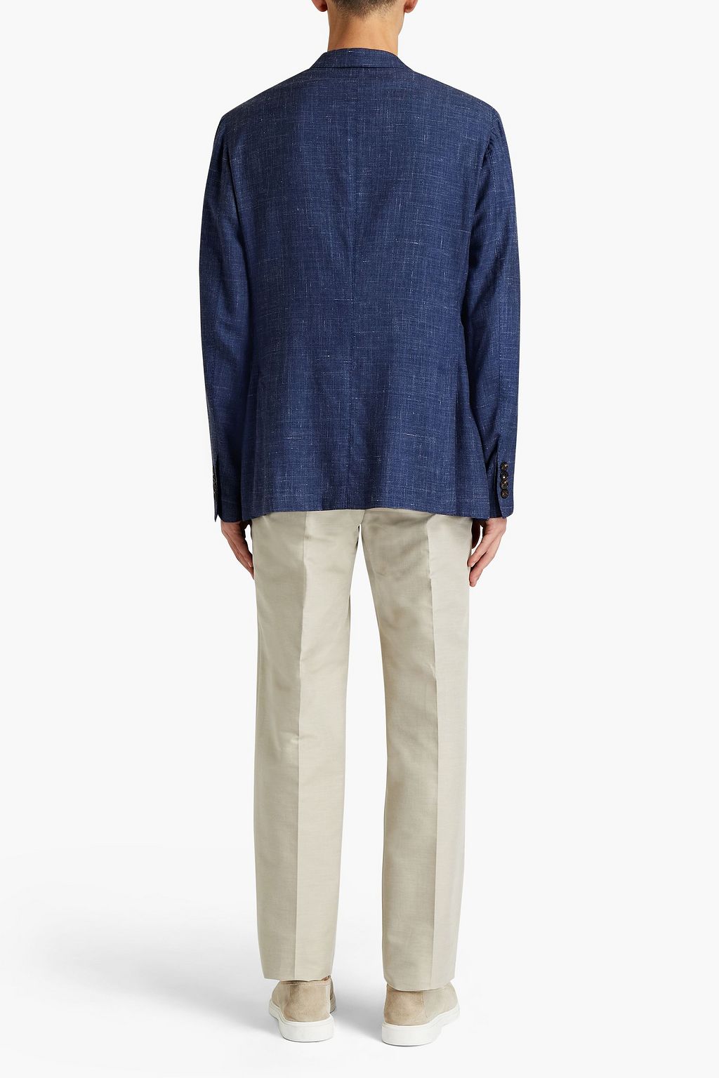 ZEGNA Slub cashmere, silk and hemp-blend blazer