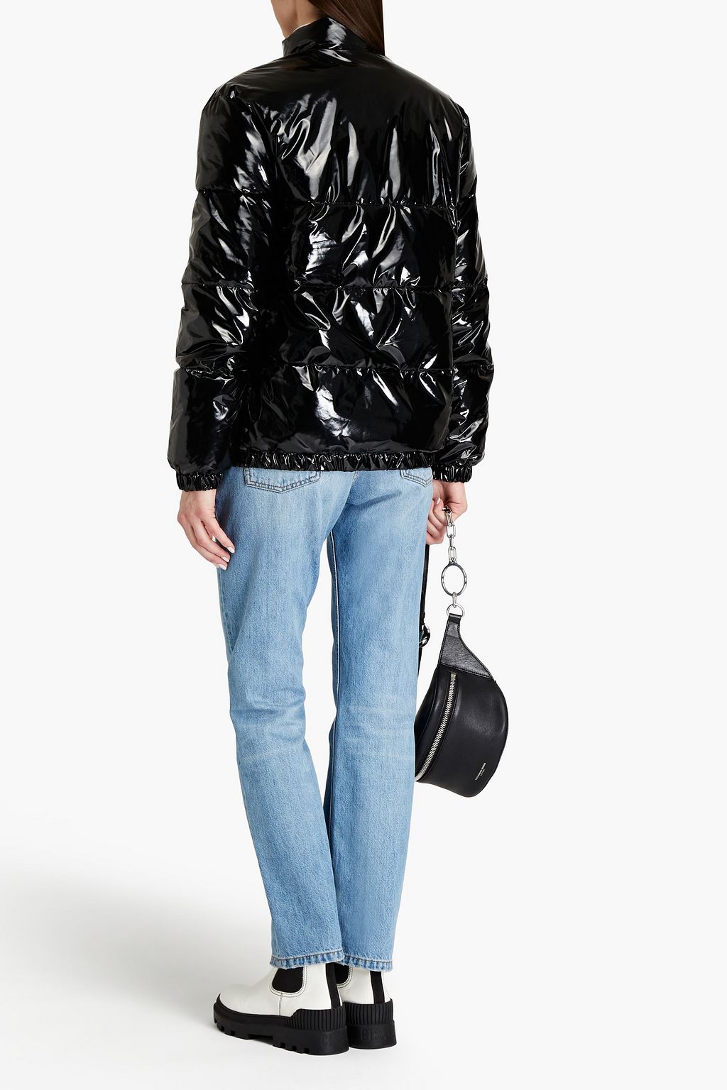 LOVE MOSCHINO Quilted glossed shell jacket