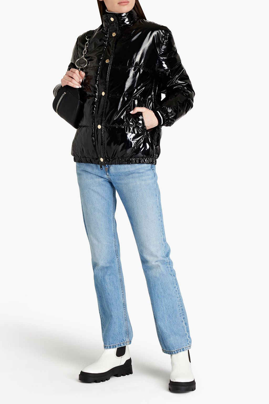 LOVE MOSCHINO Quilted glossed shell jacket
