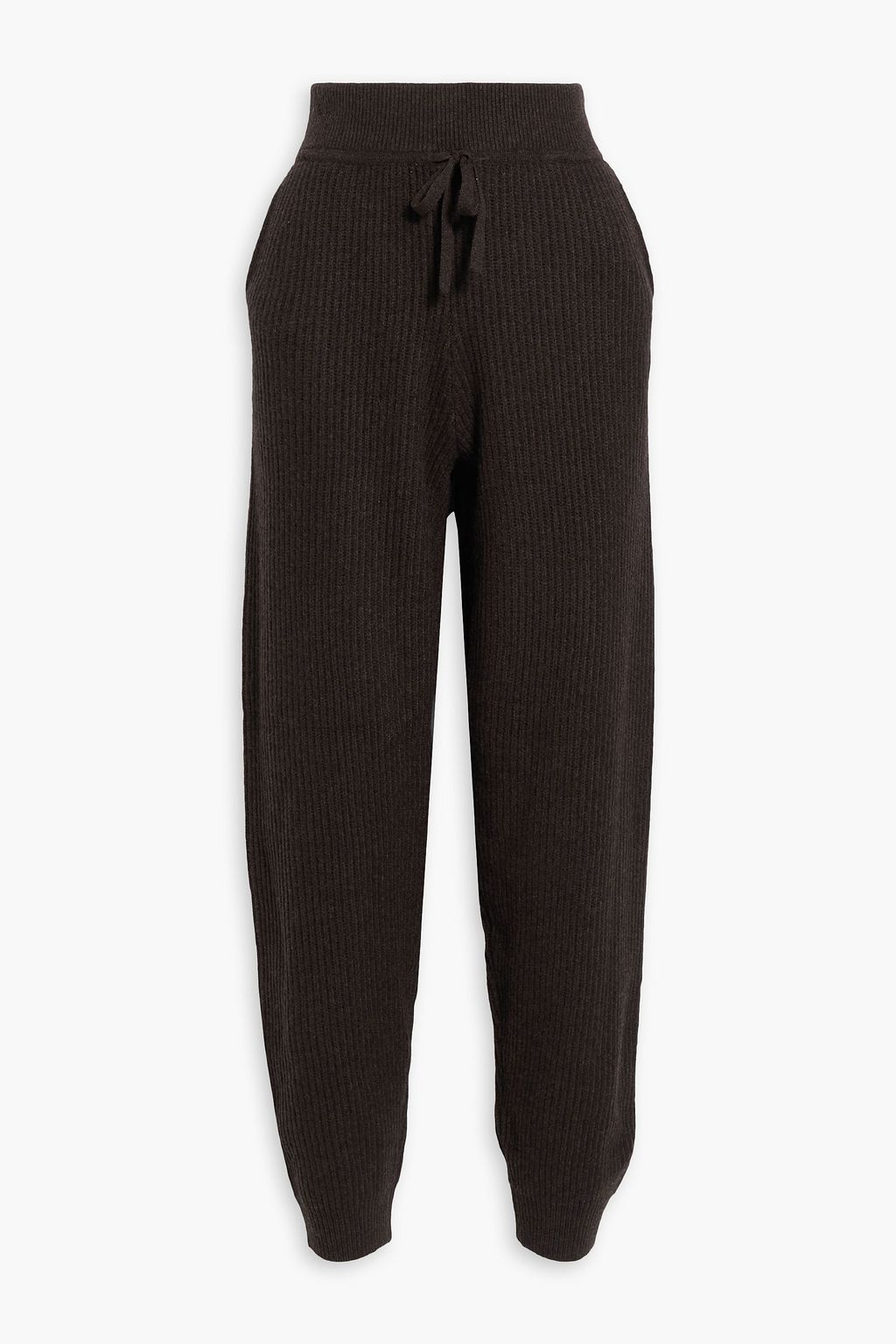 Grey Ribbed cashmere track pants