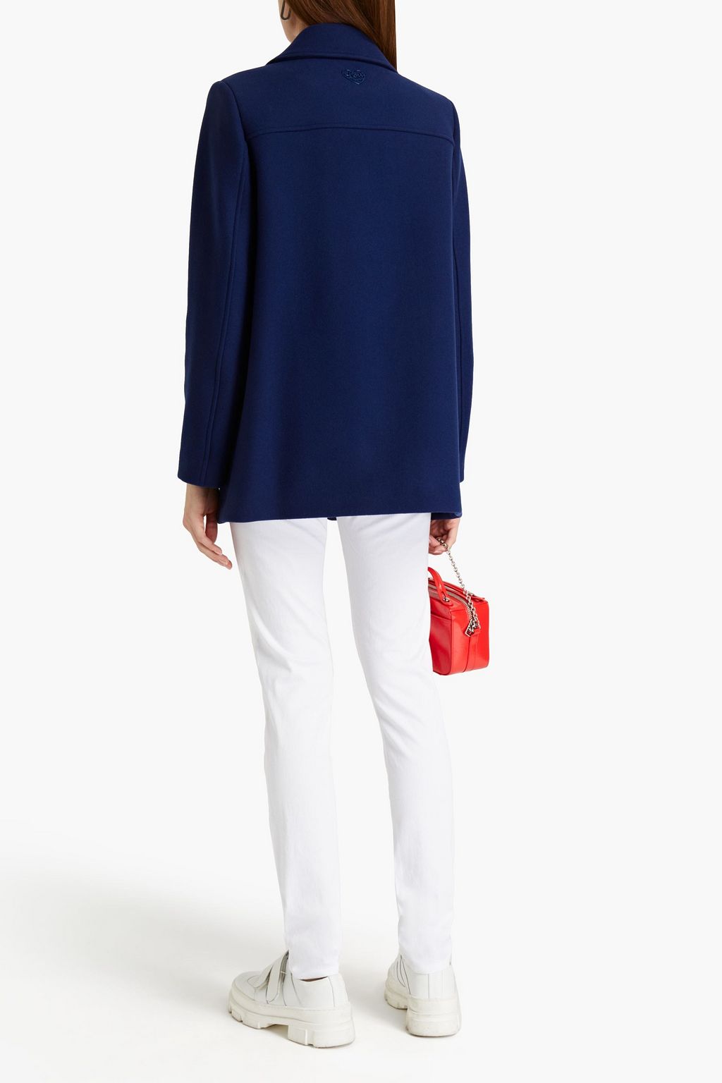 LOVE MOSCHINO Appliquéd wool-blend felt coat