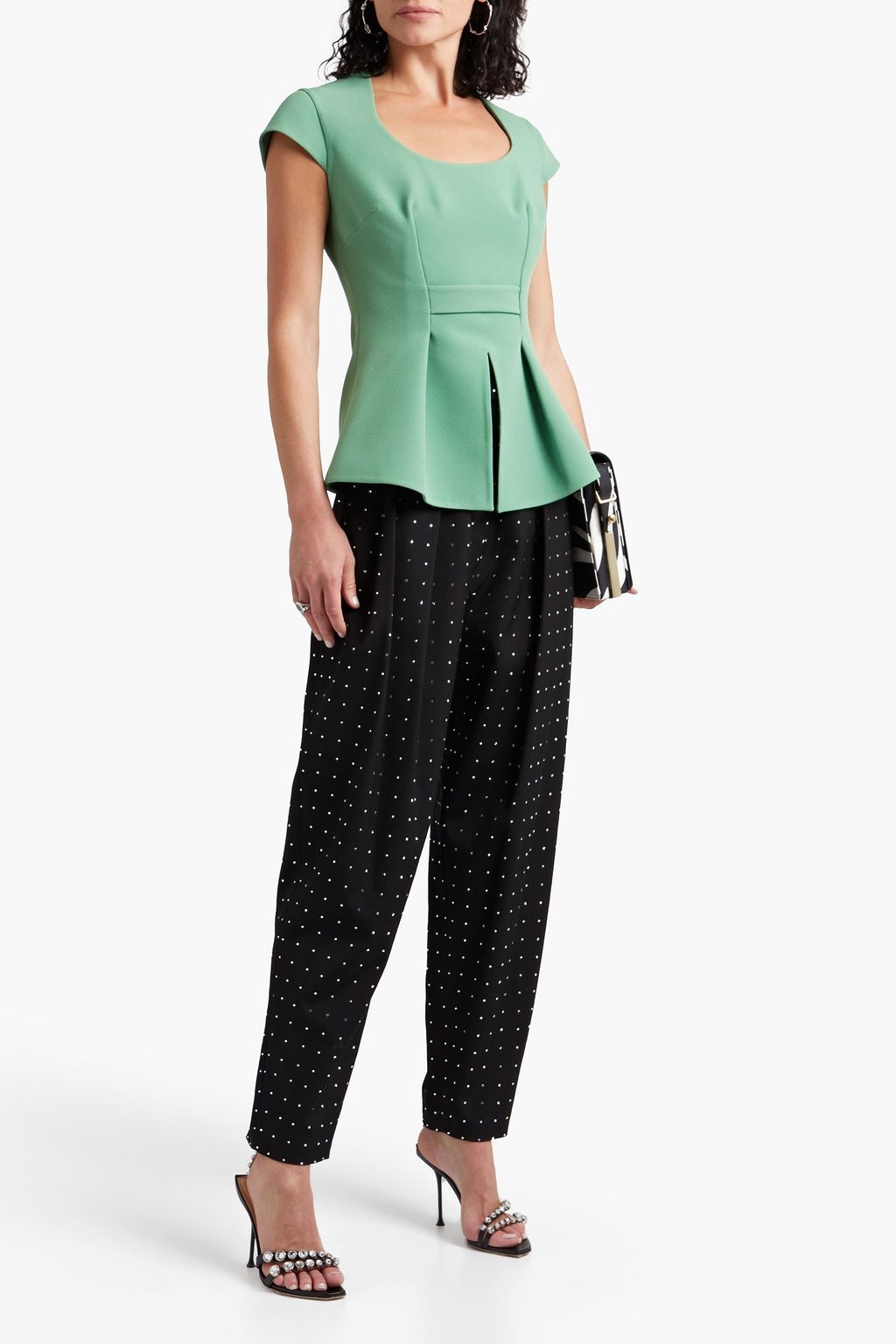 SAFIYAA Sasha pleated crepe peplum top