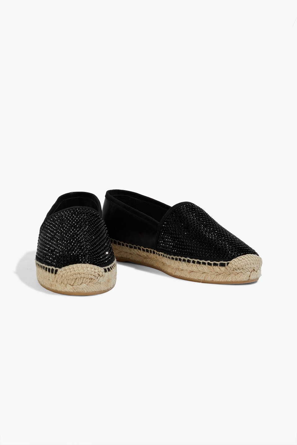 Rene Caovilla Larina Crystal embellished Leather Espadrilles In Black ModeSens