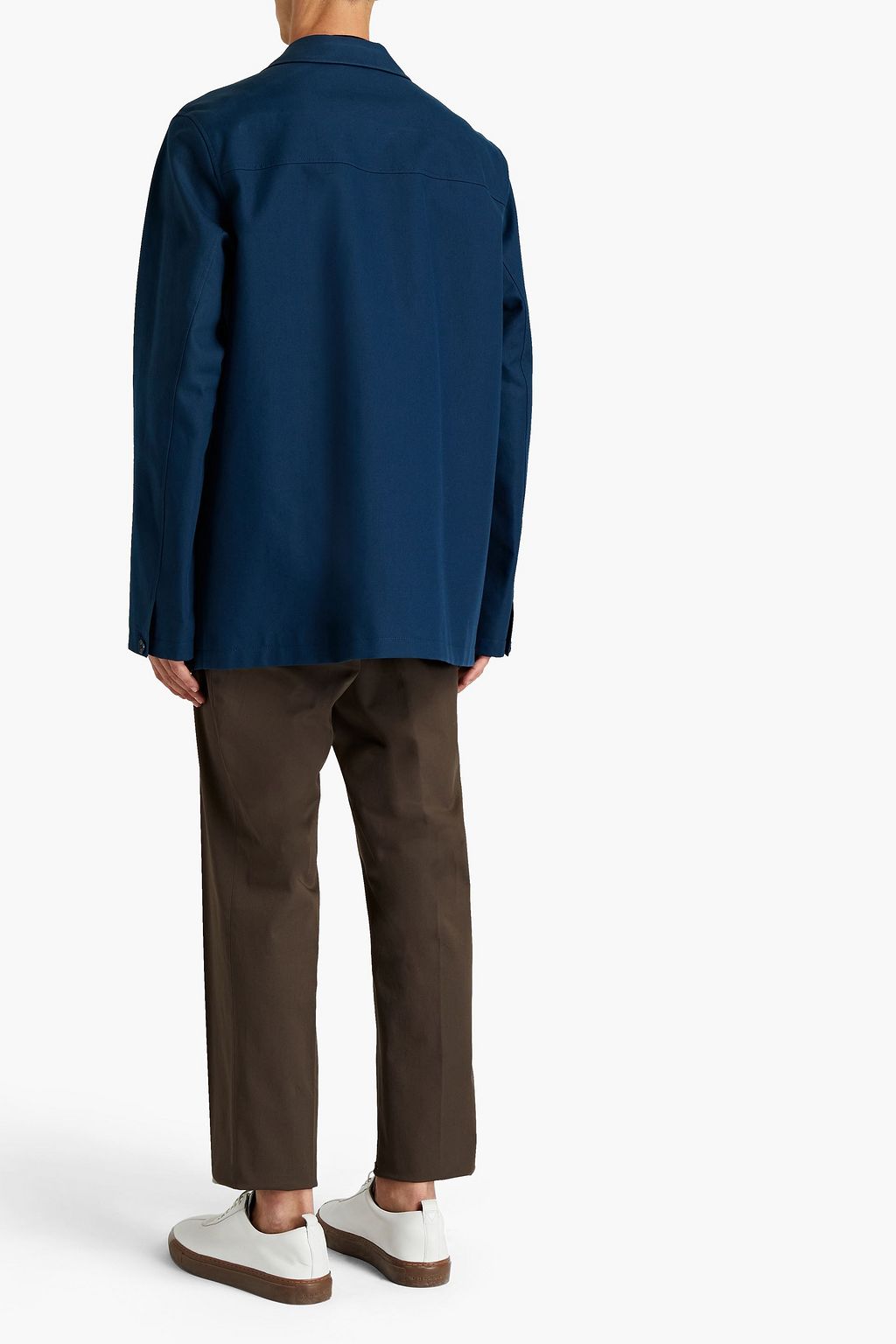 ZEGNA Leather-trimmed cotton-gabardine jacket