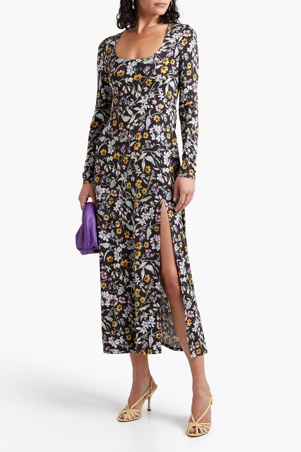 LES RÊVERIES Floral-print stretch-modal midi dress
