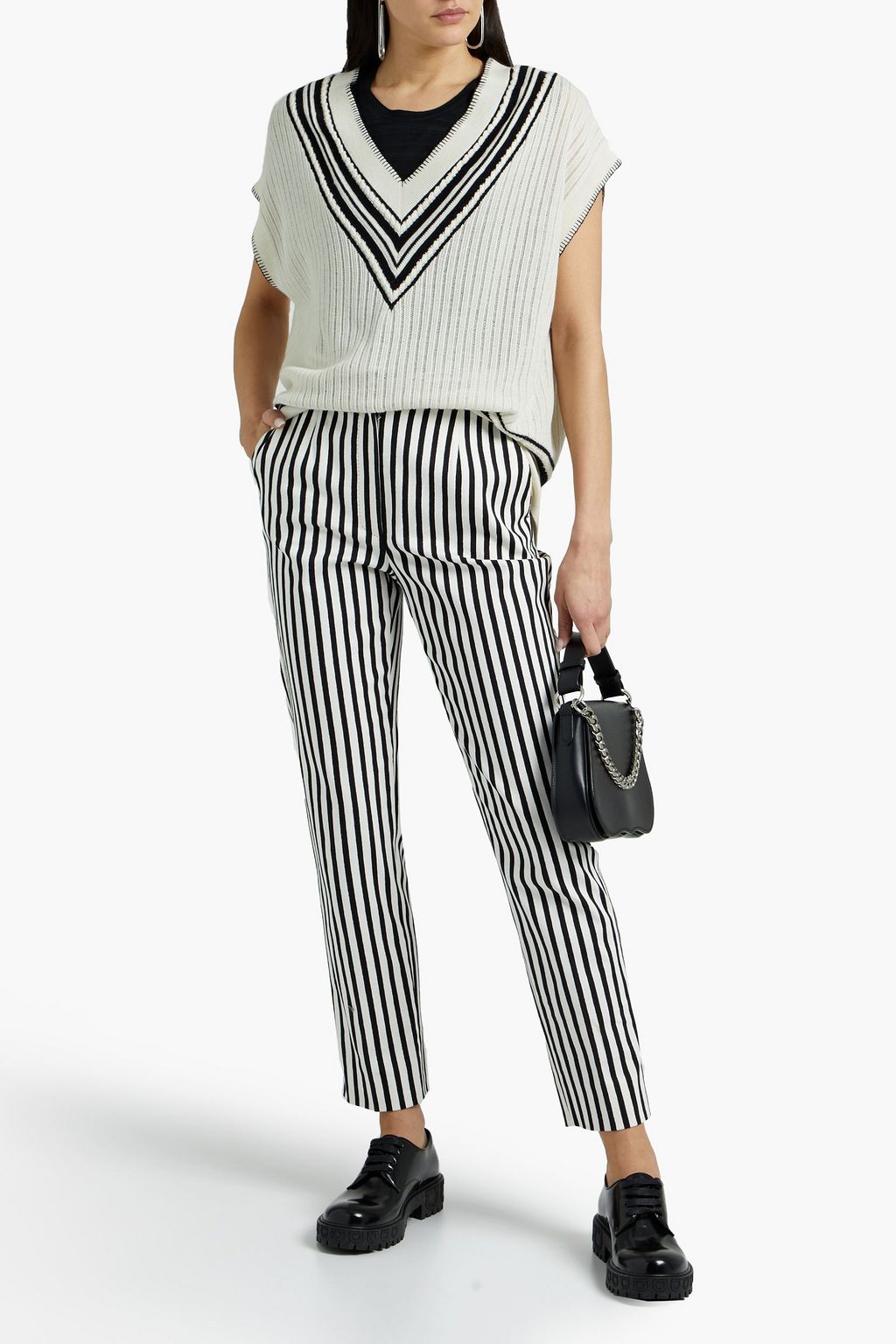 RAG & BONE Cruella striped ribbed merino wool and Lyocell-blend vest