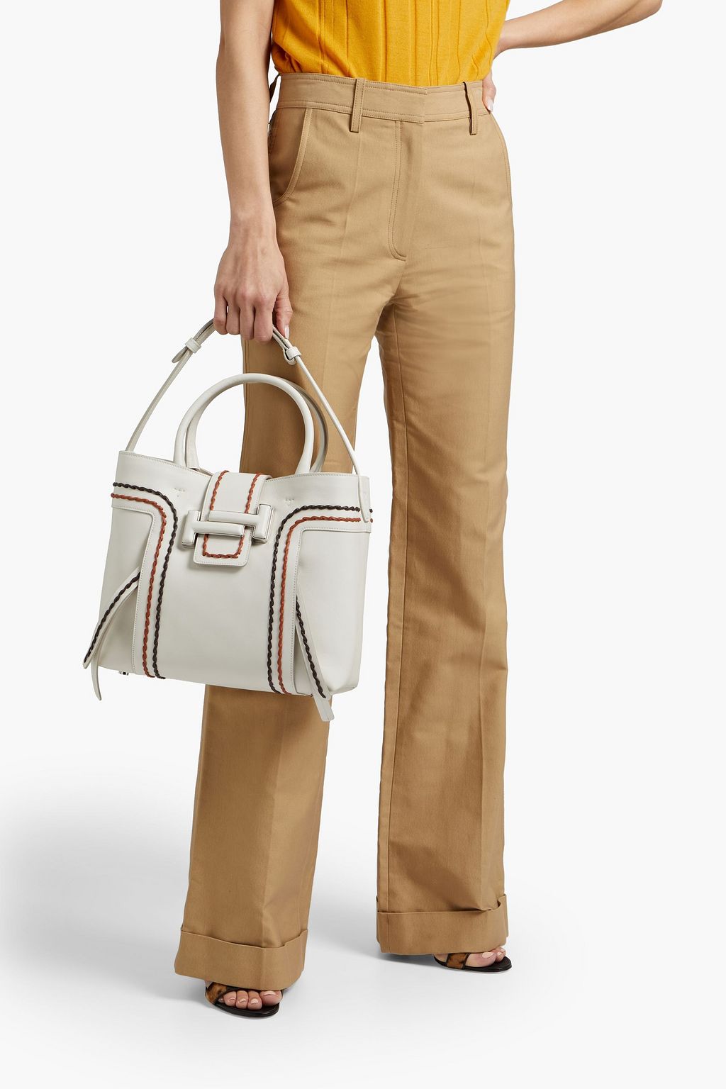 TOD'S Tote Bag aus Leder mit Kontrastnähten
