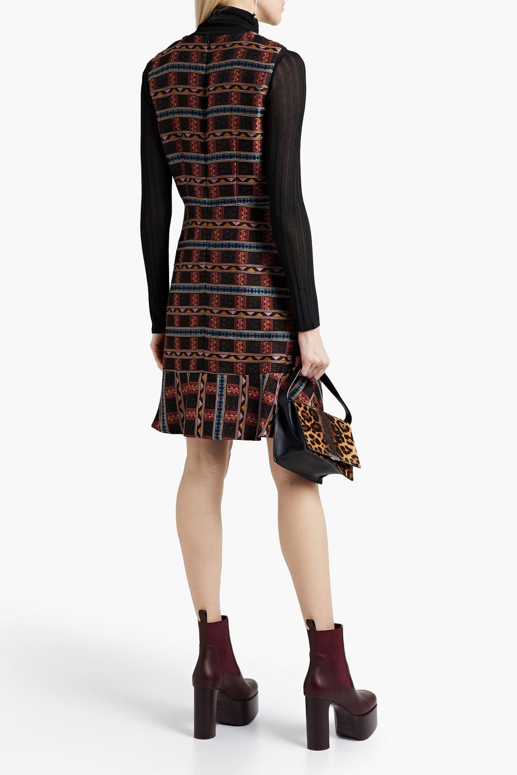 Jasper fluted jacquard mini dress