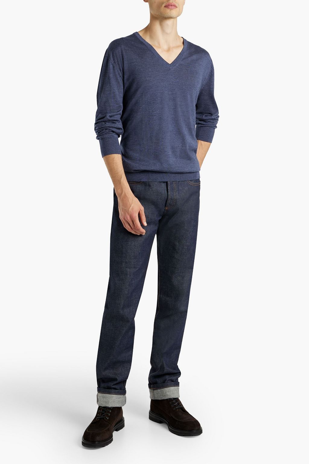 ZEGNA Mélange cashmere and silk-blend sweater