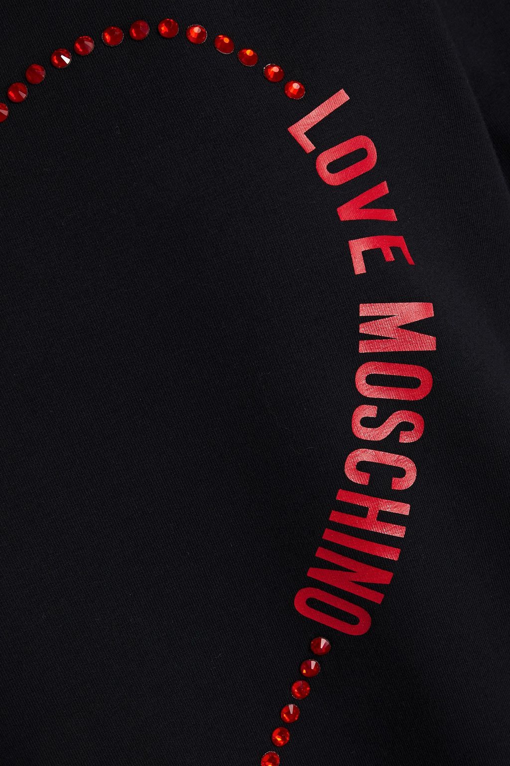 LOVE MOSCHINO Crystal-embellished printed cotton-blend fleece mini dress