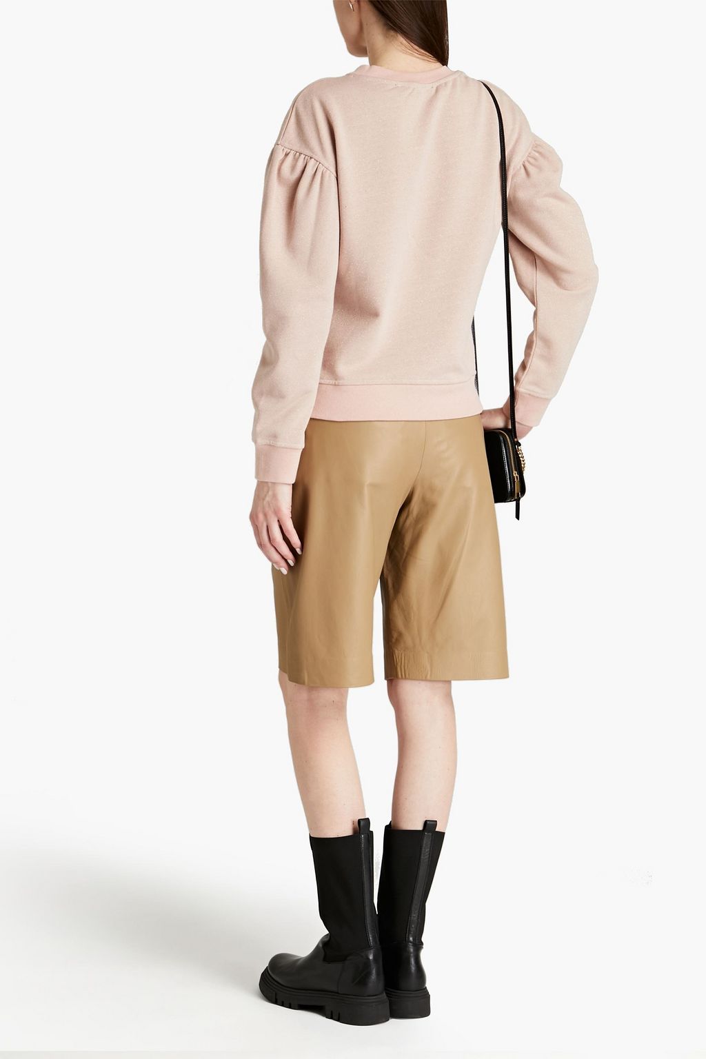 LOVE MOSCHINO Appliquéd metallic French cotton-blend terry sweatshirt