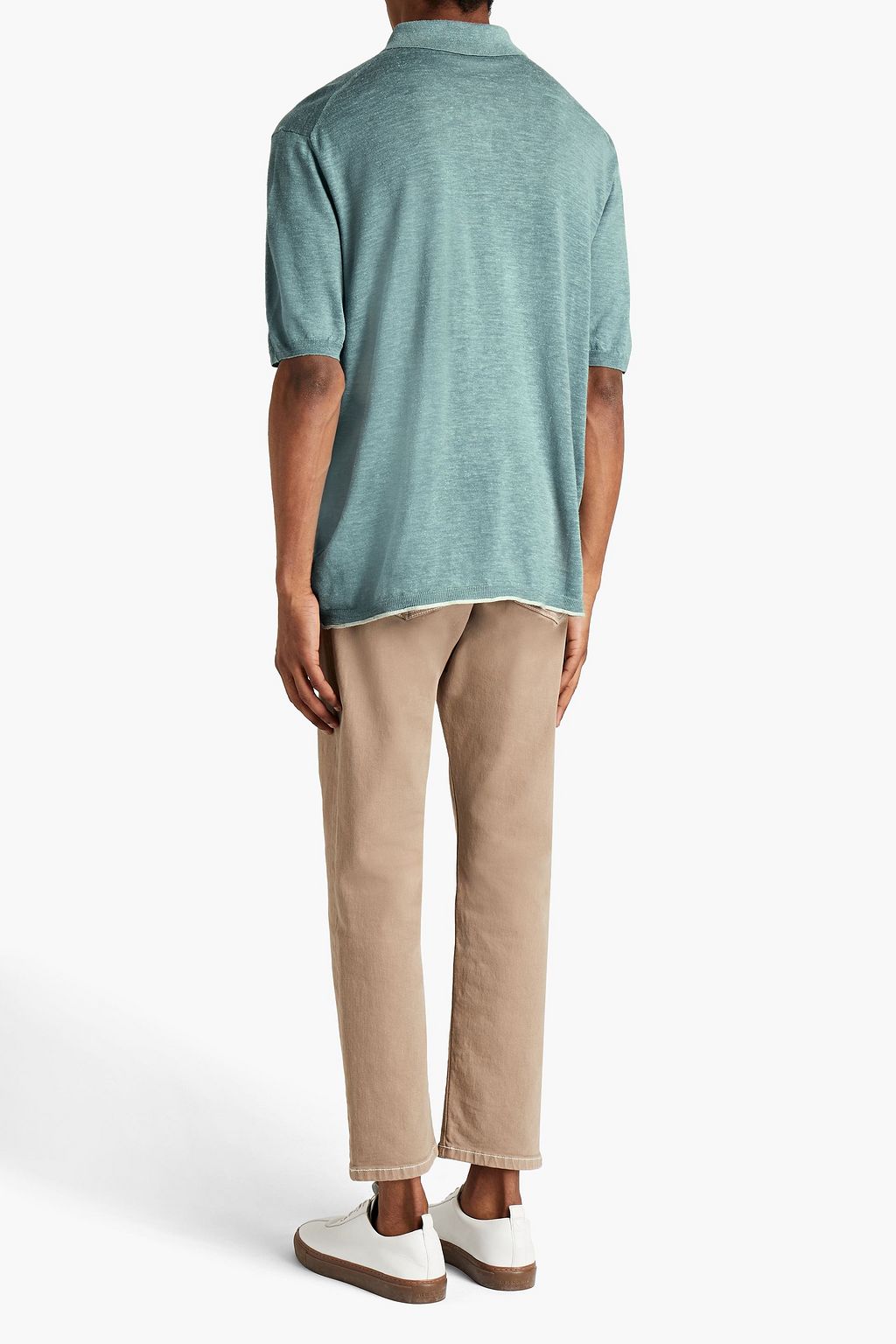 ZEGNA Mélange slub silk and linen-blend polo shirt