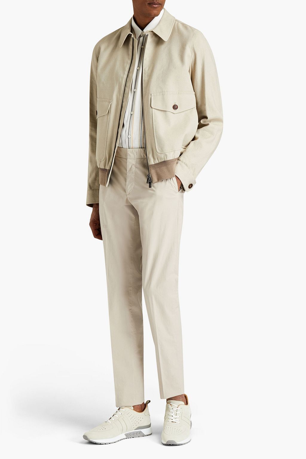 ZEGNA Slim-fit stretch-cotton poplin suit pants