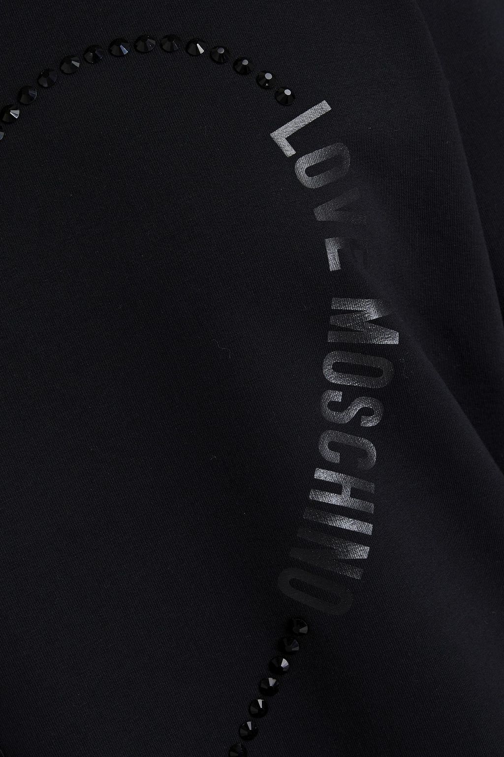 LOVE MOSCHINO Embellished logo-print cotton-fleece mini dress