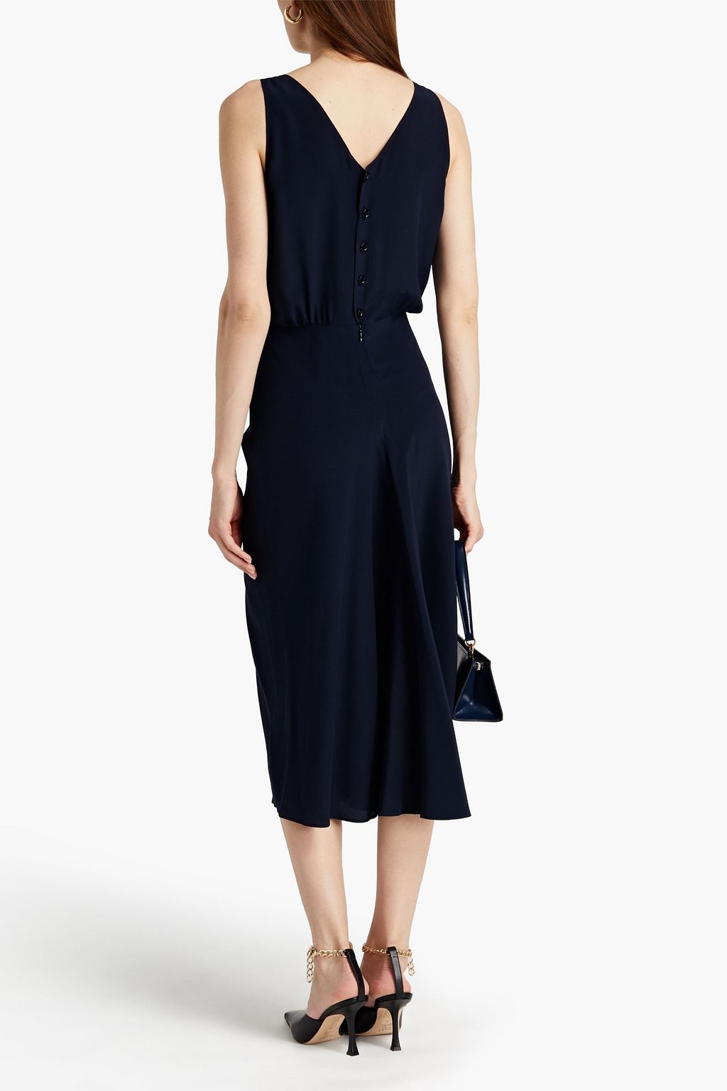 ASPESI Ruched silk crepe de chine midi dress
