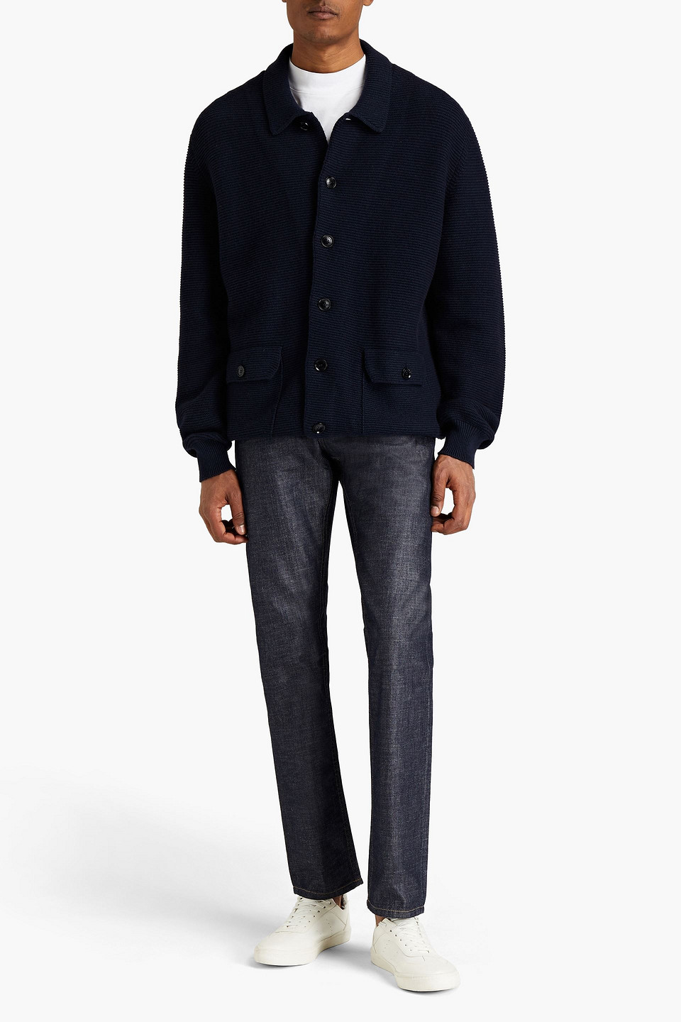 Ermenegildo Zegna Man Ribbed Cashmere And Cotton-blend Cardigan In Blue