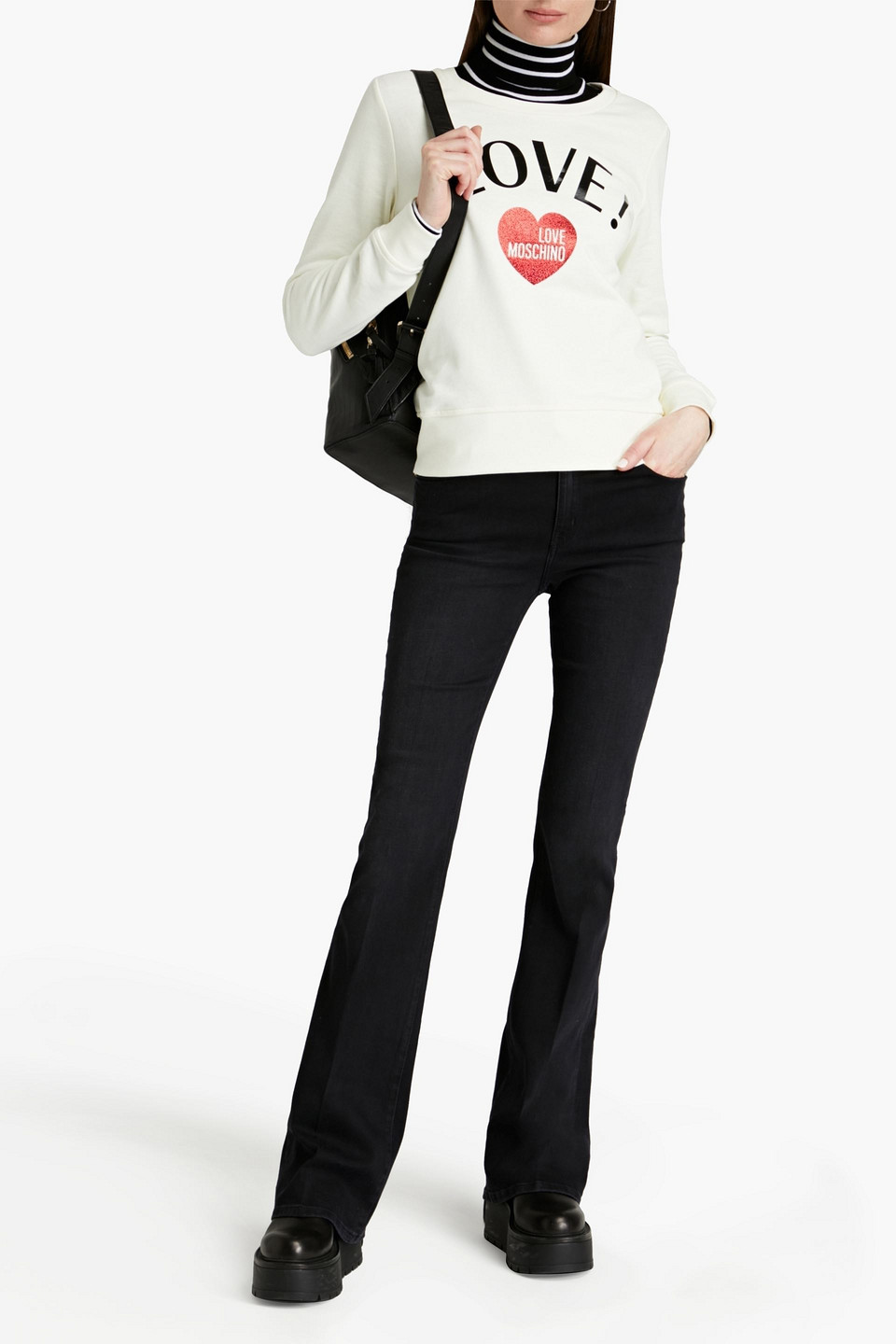 Love Moschino High-rise Bootcut Jeans In Black