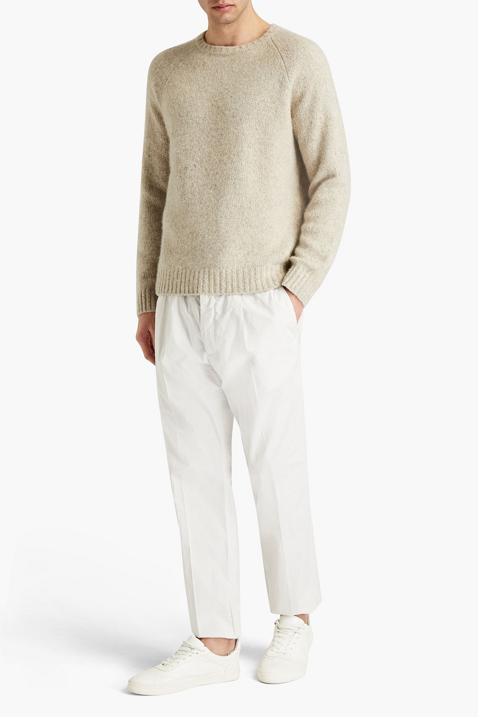 Z Zegna Man Tapered Stretch-cotton Poplin Pants In Off-white