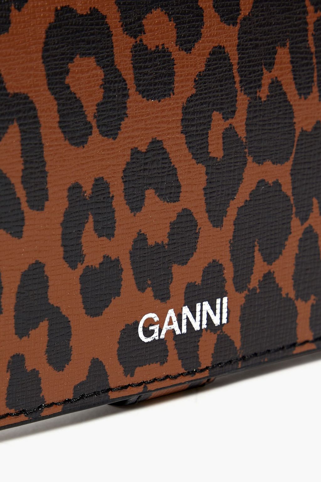 GANNI Leopard-print textured-leather wallet