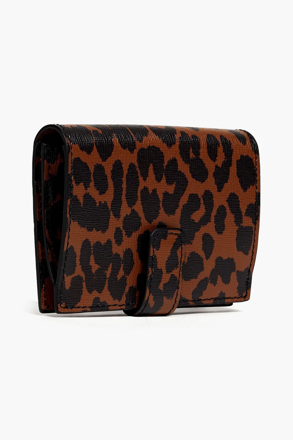 GANNI Leopard-print textured-leather wallet
